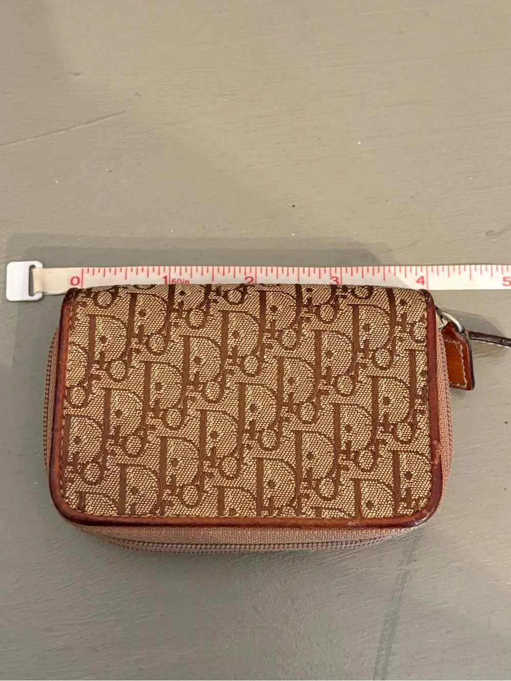 Rare Vintage Christian Dior Trotter Monogram Zip-Around Coin Purse/Key Pouch